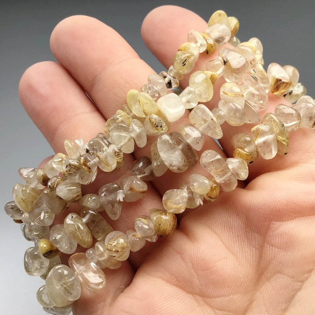 Rutilated Quartz Chip Beaded Bracelet - Rocks and Gems Canada