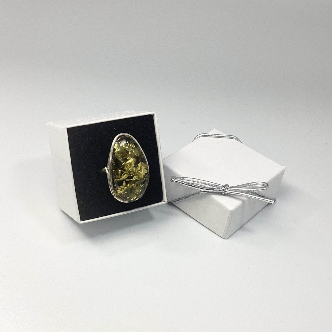 Green Amber Ring - Rocks and Gems Canada