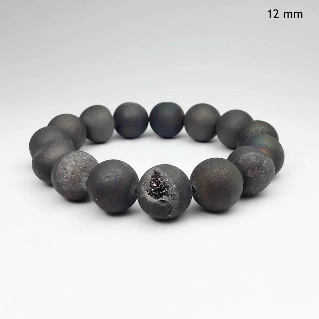 Druzy Matte Black Beaded Bracelet - Rocks and Gems Canada