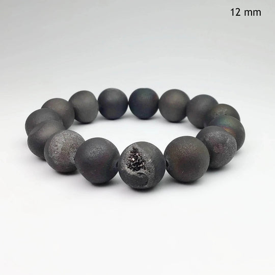 Druzy Matte Black Beaded Bracelet - Rocks and Gems Canada