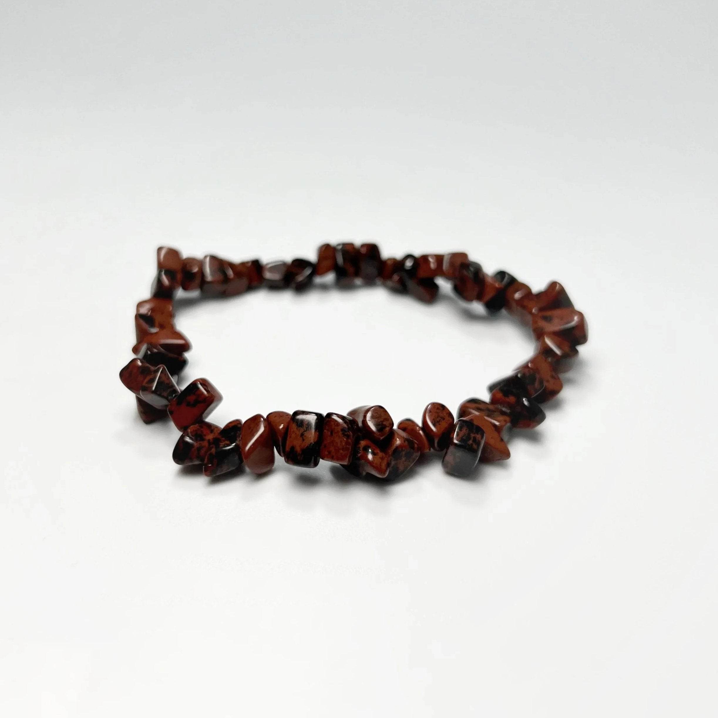 Mahogany Obsidian Chip Beaded Bracelet - Rocks and Gems Canada