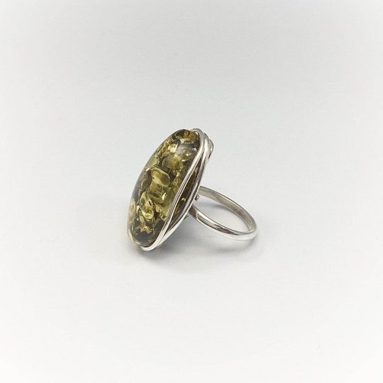 Green Amber Ring - Rocks and Gems Canada
