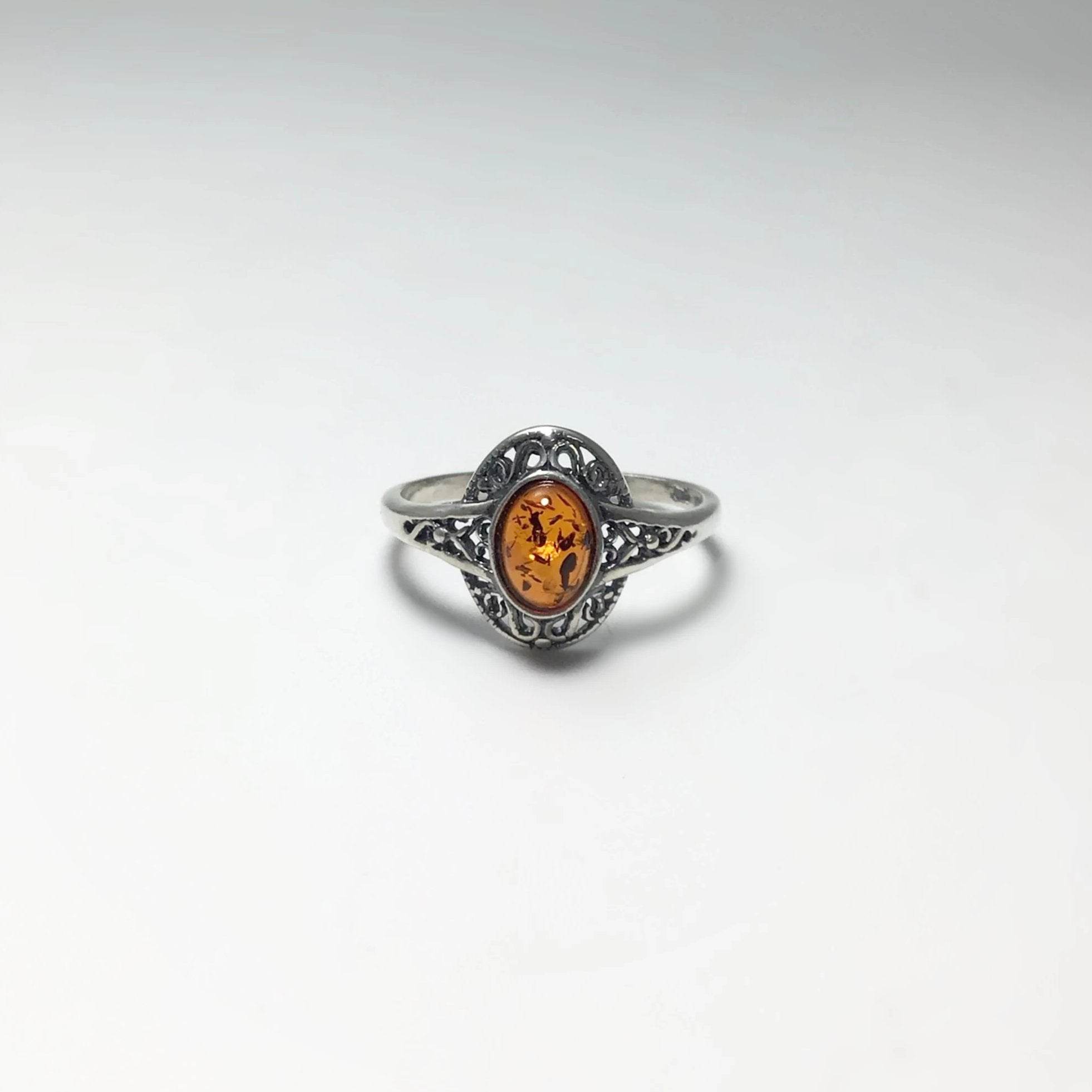 Cognac Amber Ring - Rocks and Gems Canada