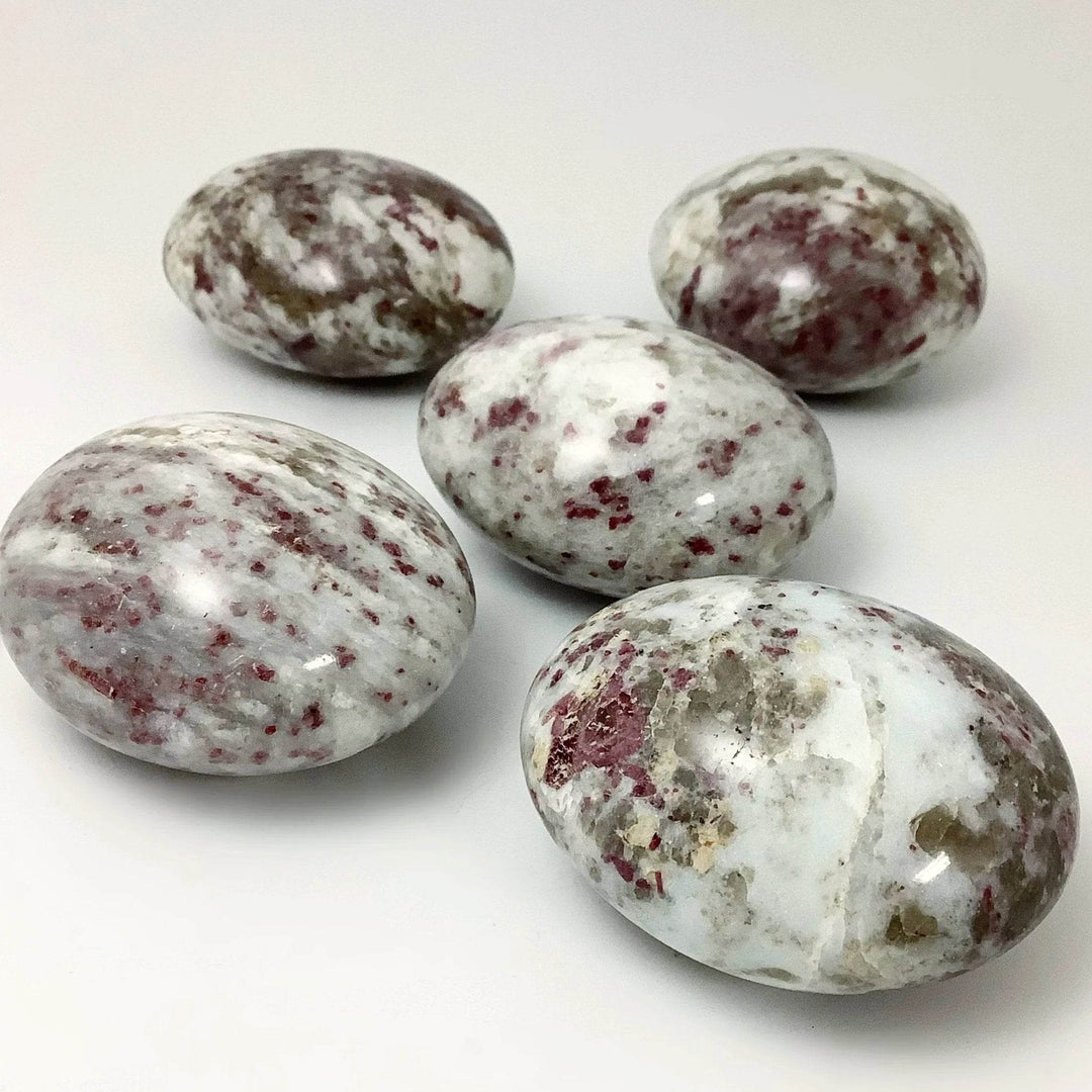 Quartz with Pink Tourmaline Tumble - Rocks and Gems Canada