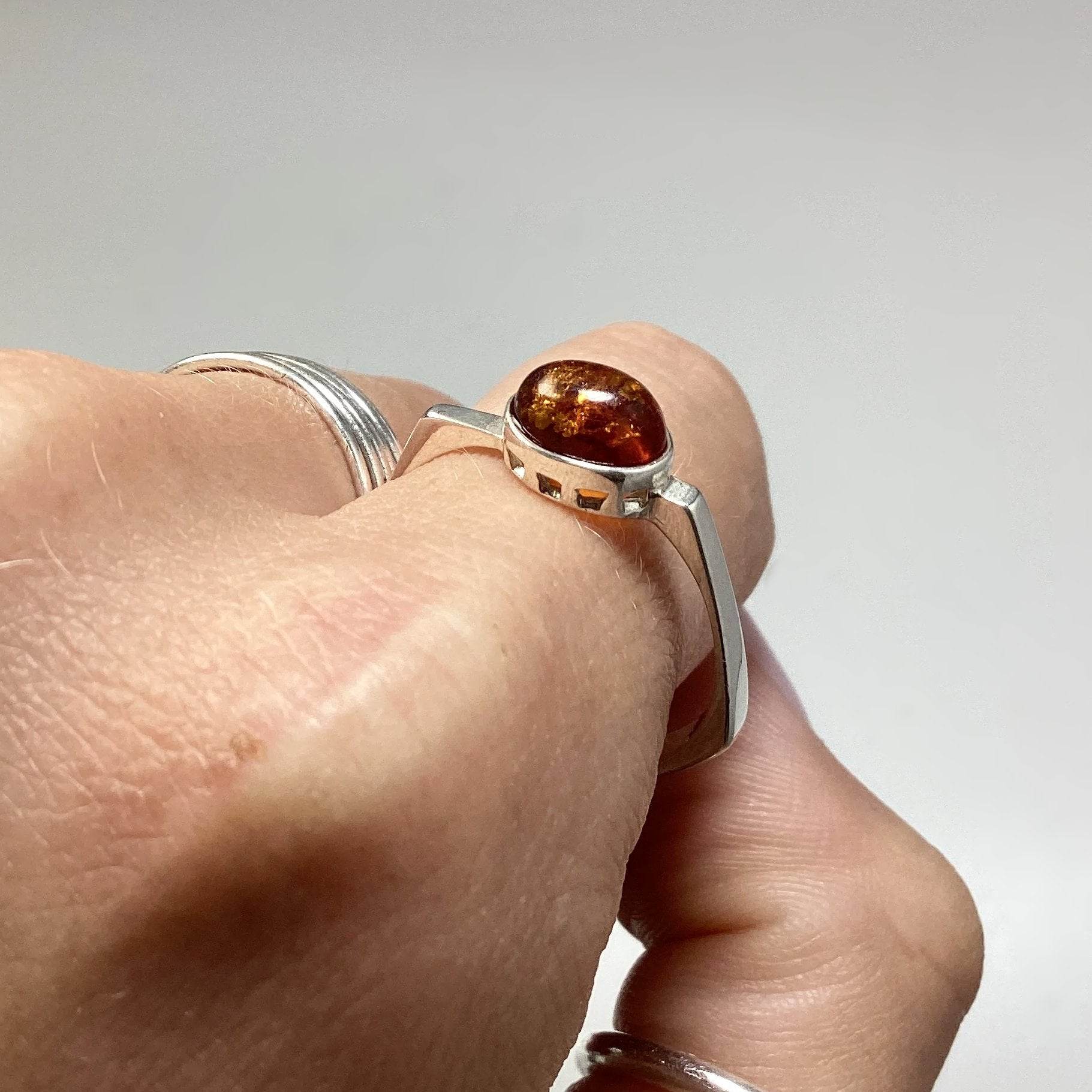 Cognac Amber Ring - Rocks and Gems Canada