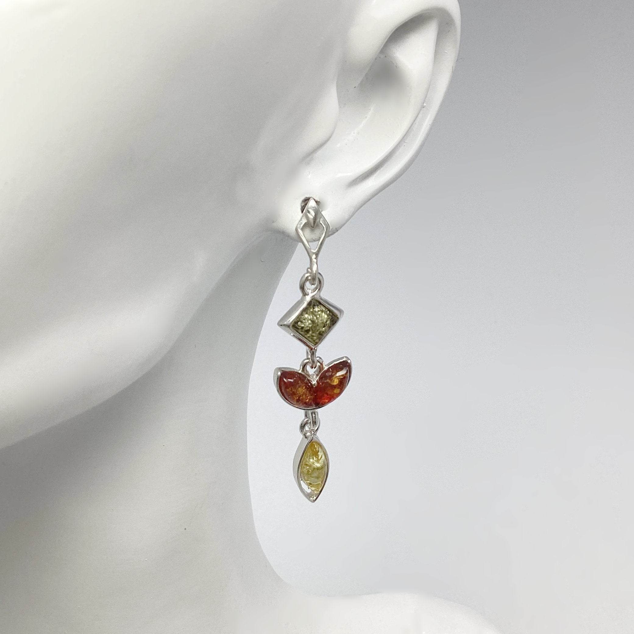 Mixed Amber Stud Earrings - Rocks and Gems Canada