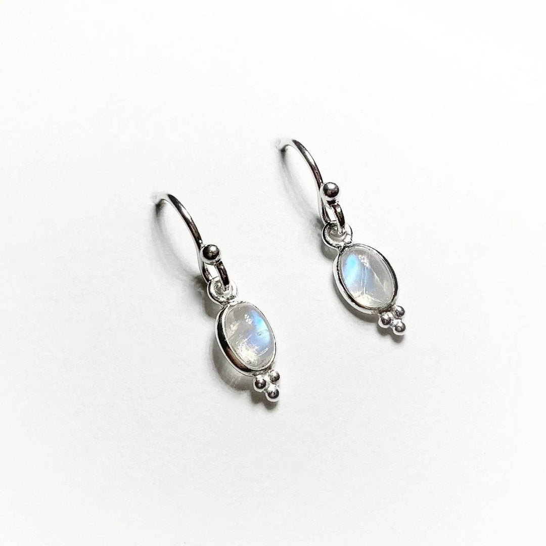 Rainbow Moonstone Dangle Earrings - Rocks and Gems Canada