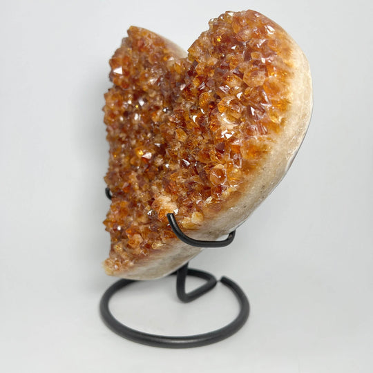 Large Citrine Druze Cluster Heart On Stand - Rocks and Gems Canada