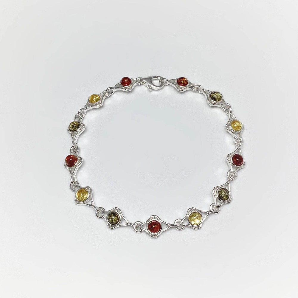 Mixed Amber Sterling Silver Bracelet - Rocks and Gems Canada