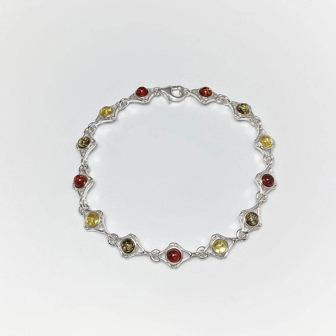 Mixed Amber Sterling Silver Bracelet - Rocks and Gems Canada