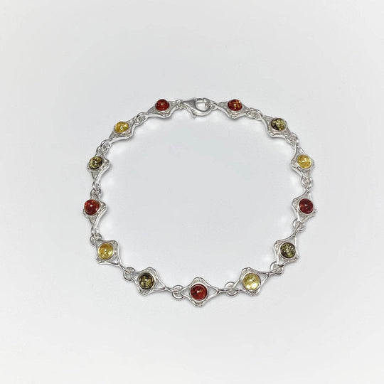 Mixed Amber Sterling Silver Bracelet - Rocks and Gems Canada