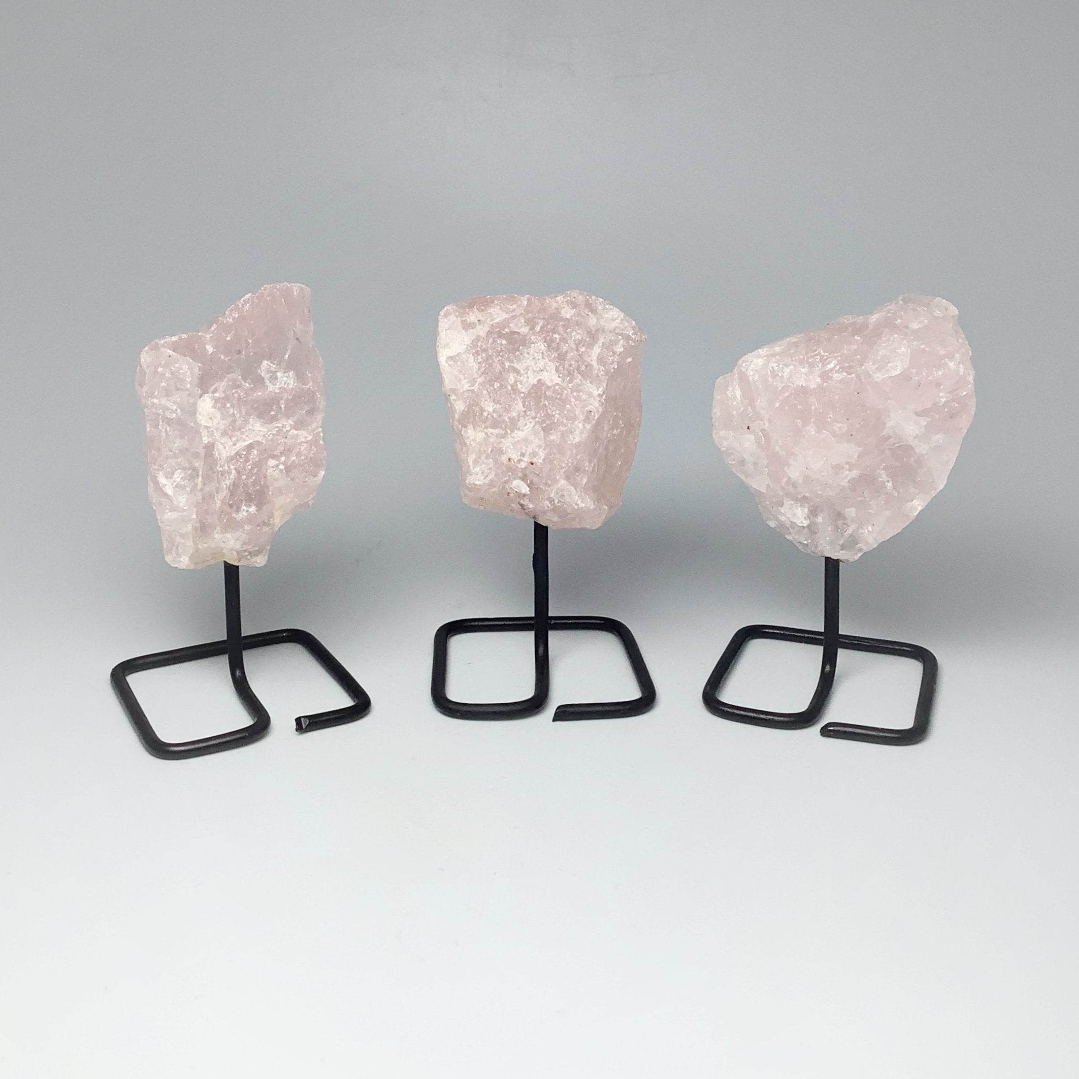 Rough Rose Quartz on Stand - Rocks and Gems Canada