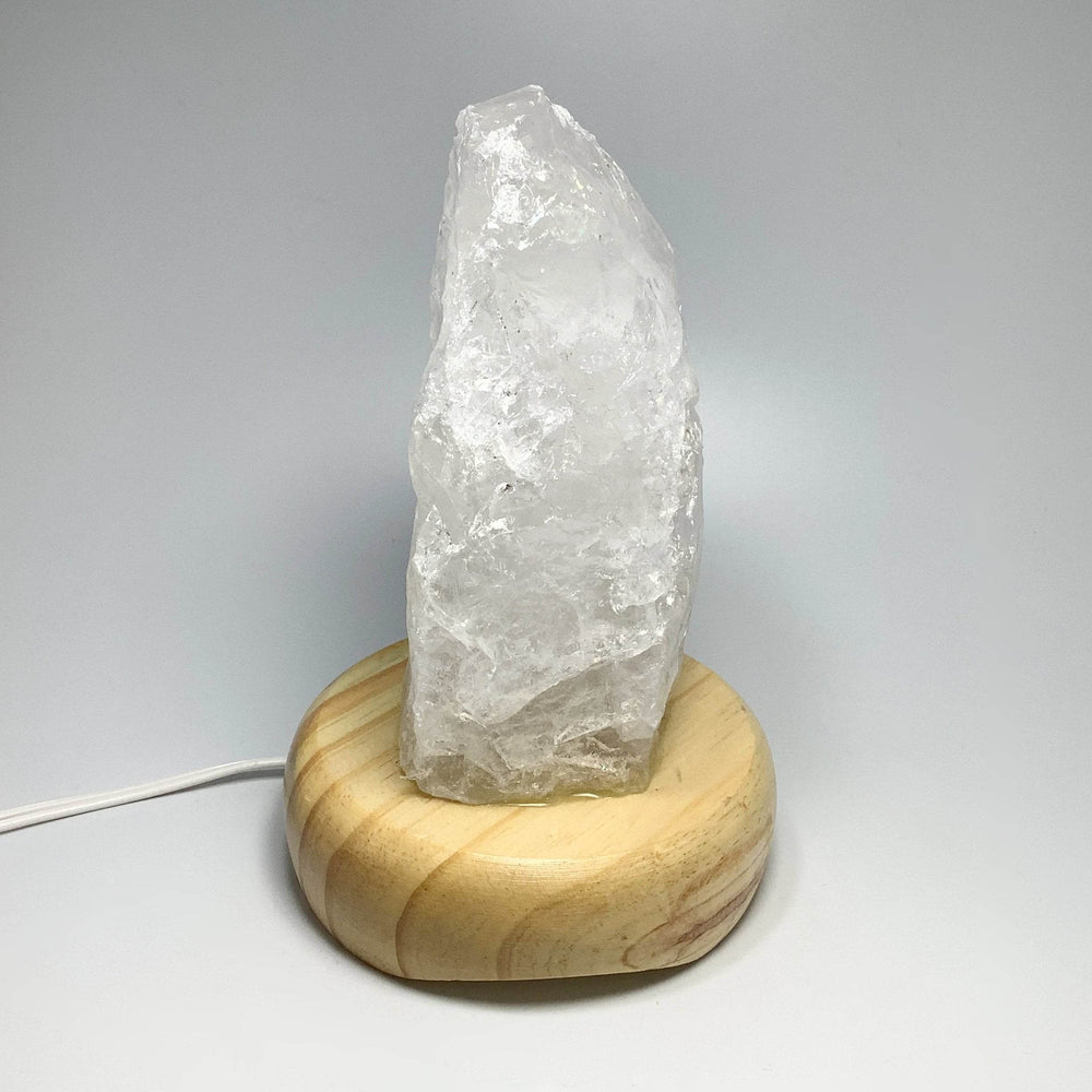 Quartz Lamp with Wooden Base - Rocks and Gems Canada
