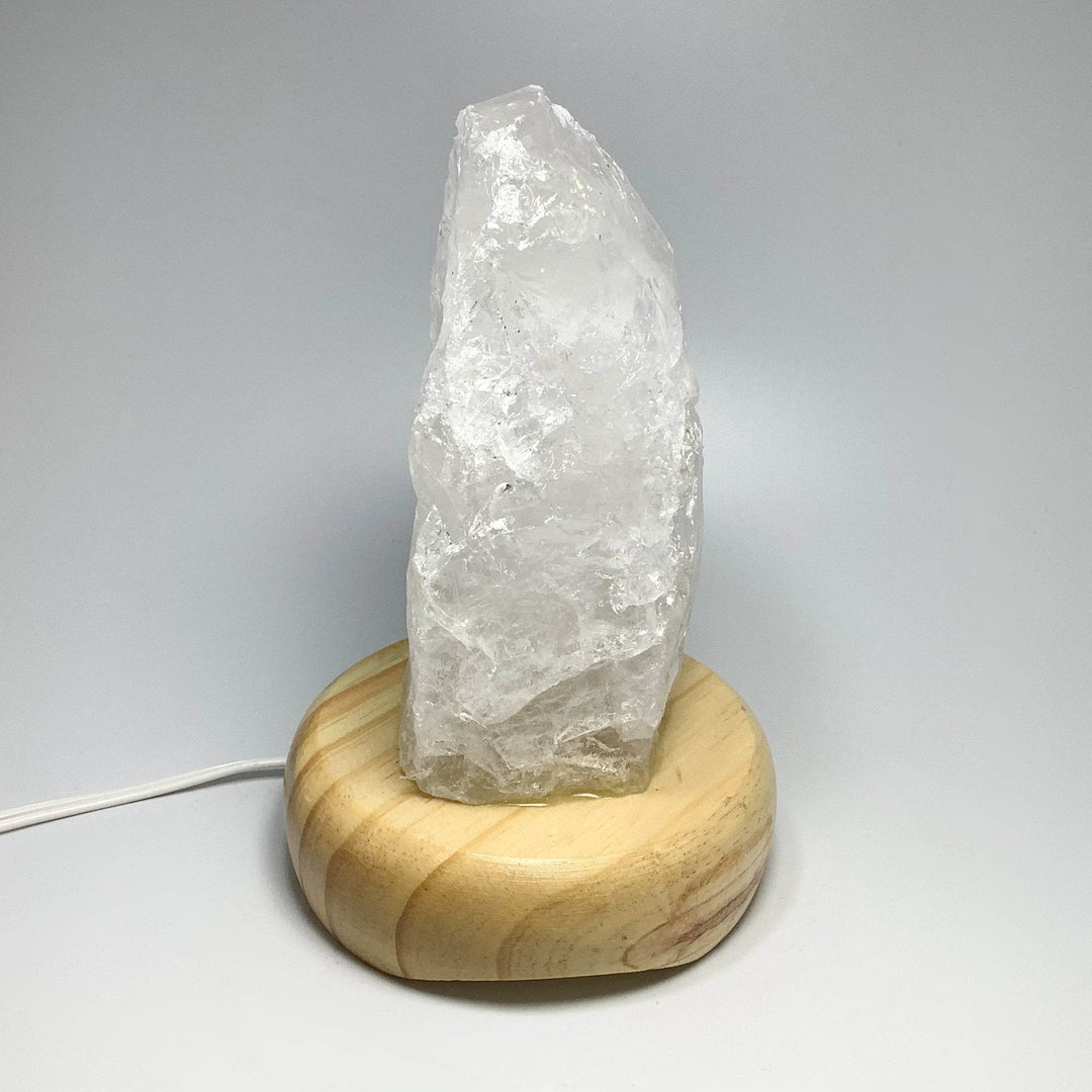 Quartz Lamp with Wooden Base - Rocks and Gems Canada