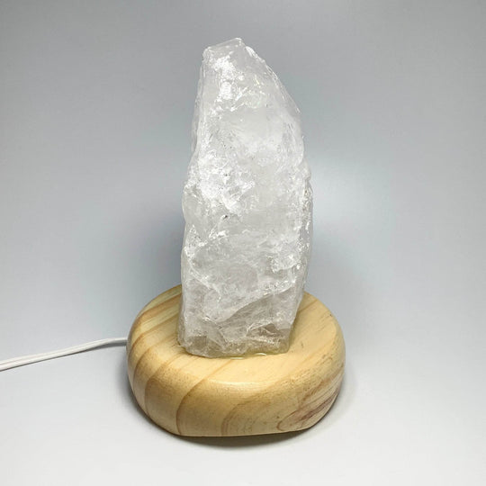 Quartz Lamp with Wooden Base - Rocks and Gems Canada