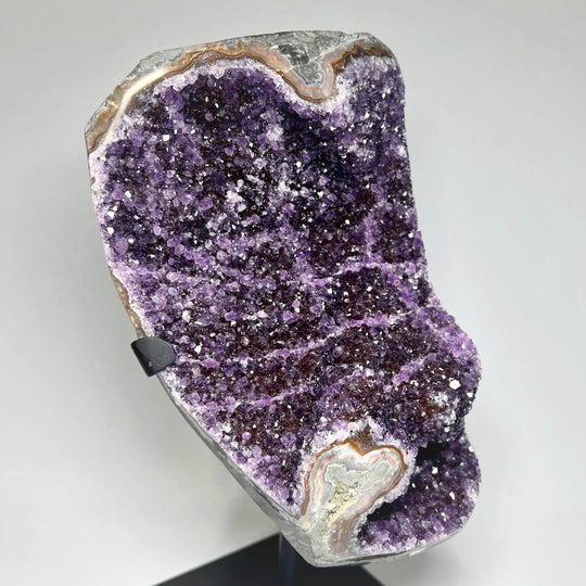 Large Amethyst Druze Cluster on Display Stand - Rocks and Gems Canada