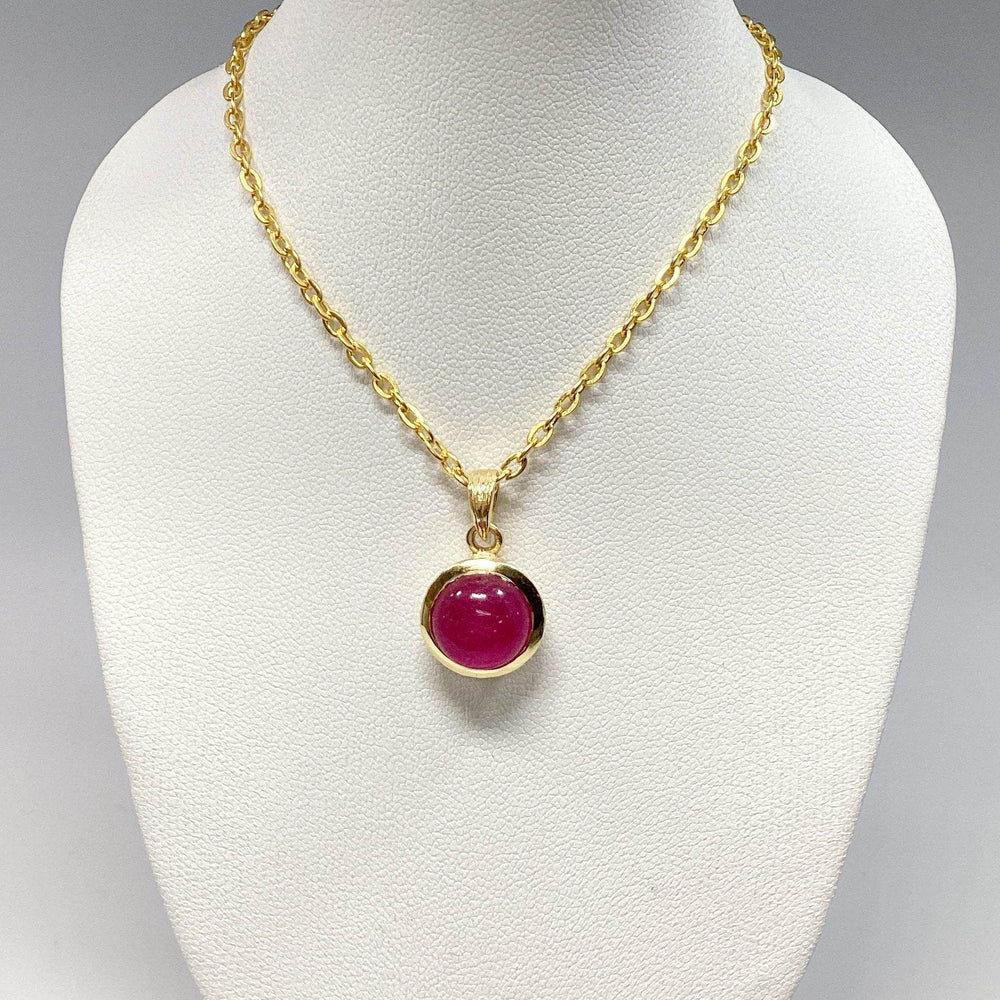 Pink Jade Gold Finish Pendant - Rocks and Gems Canada