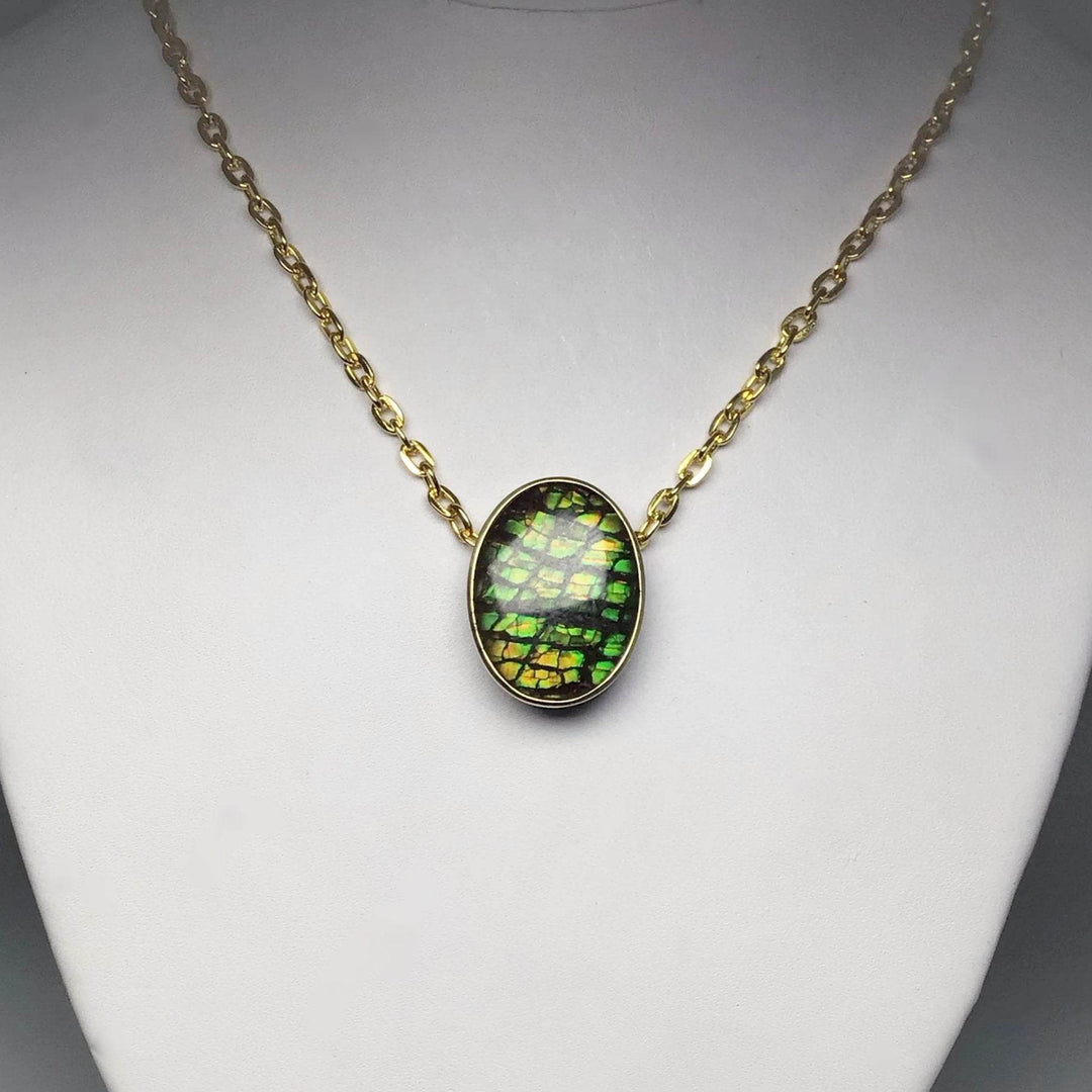 Alberta Ammolite 14K Gold Pendant - Rocks and Gems Canada