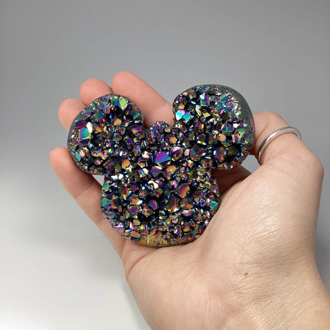 Rainbow Amethyst Druze Cluster Bear Carving - Rocks and Gems Canada