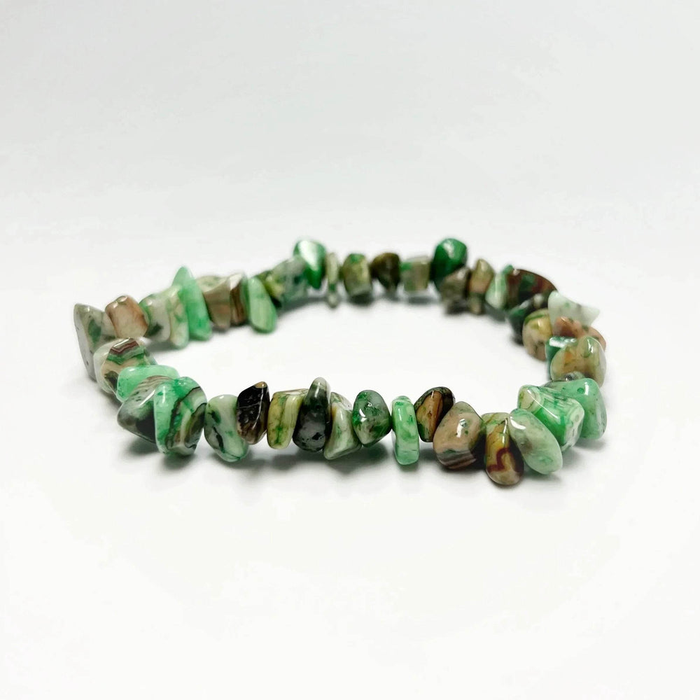 Green Crazy Lace Agate Chip Beaded Bracelet - Rocks and Gems Canada
