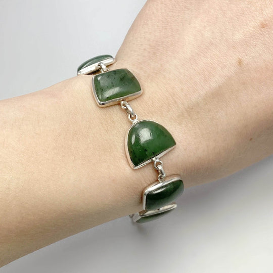 Canadian Jade Sterling Silver Bracelet - Rocks and Gems Canada