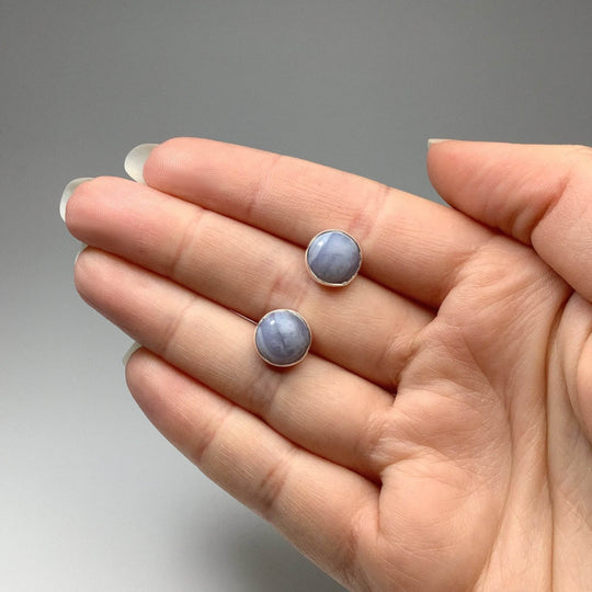 Blue Lace Agate Stud Earrings - Rocks and Gems Canada
