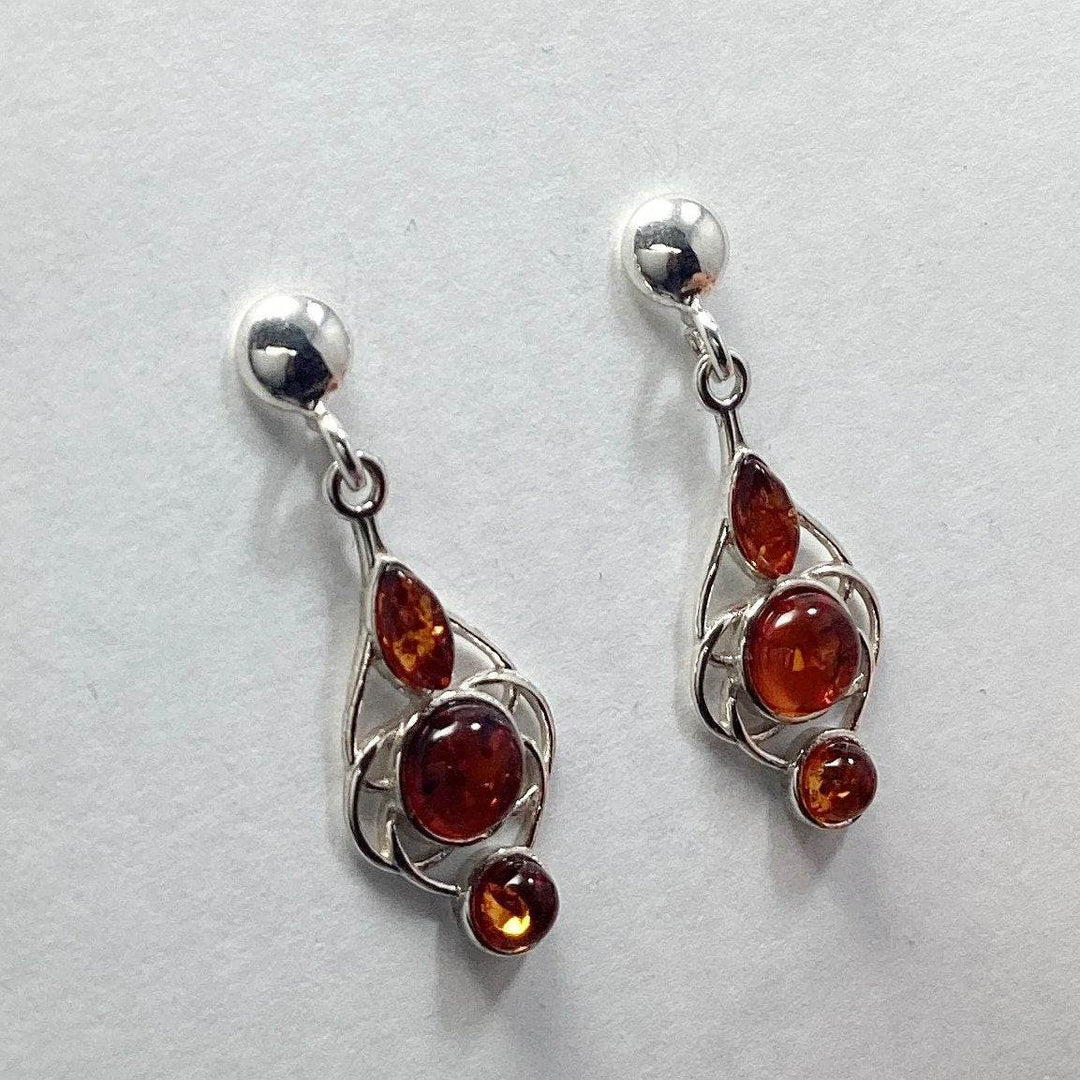 Cognac Amber Stud Earrings - Rocks and Gems Canada