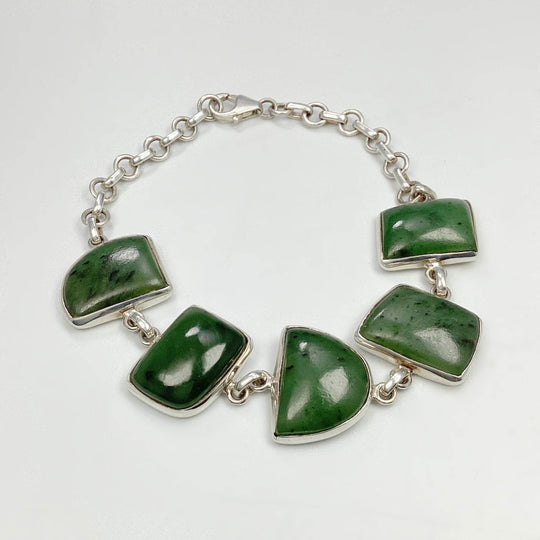 Canadian Jade Sterling Silver Bracelet - Rocks and Gems Canada