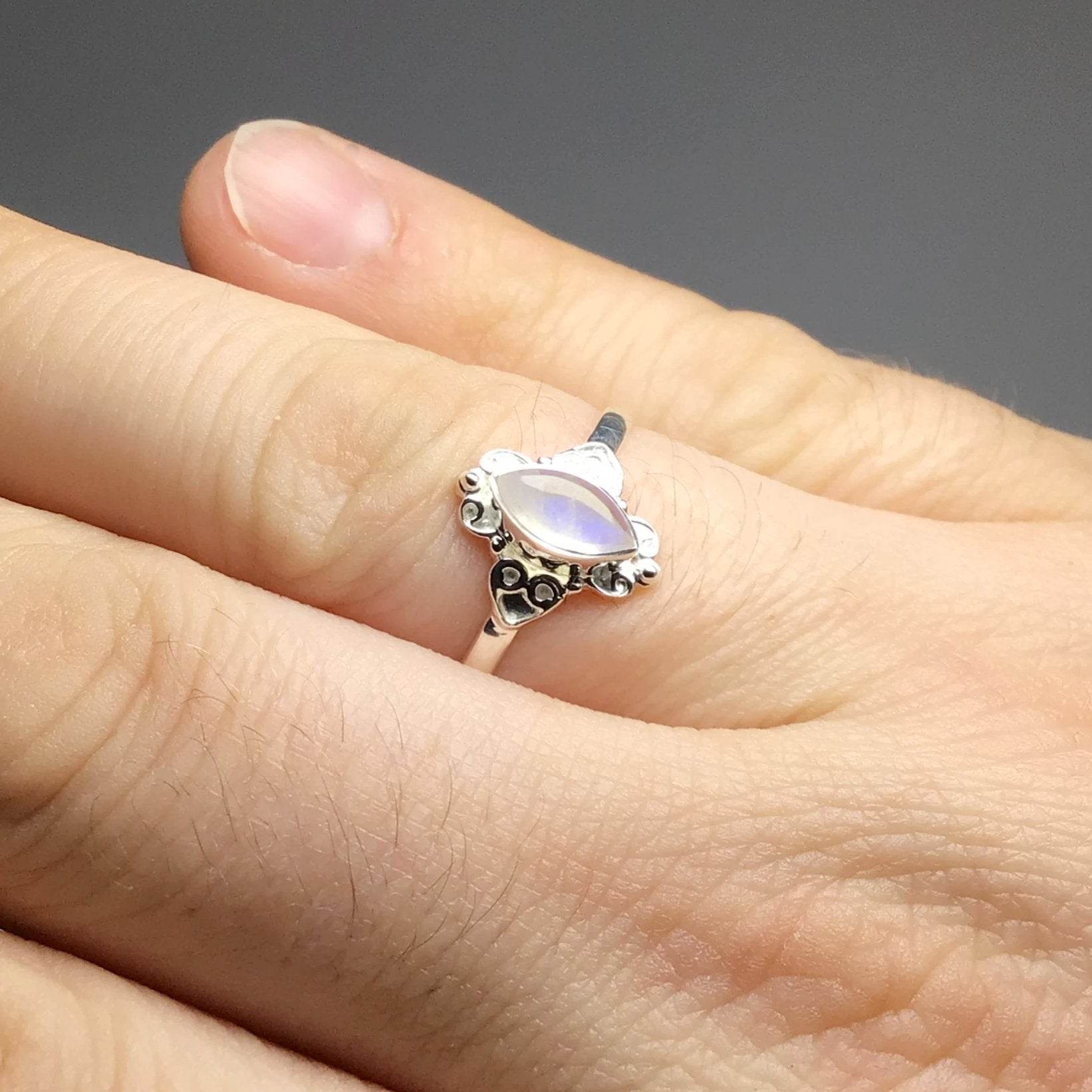 Rainbow Moonstone Ring - Rocks and Gems Canada