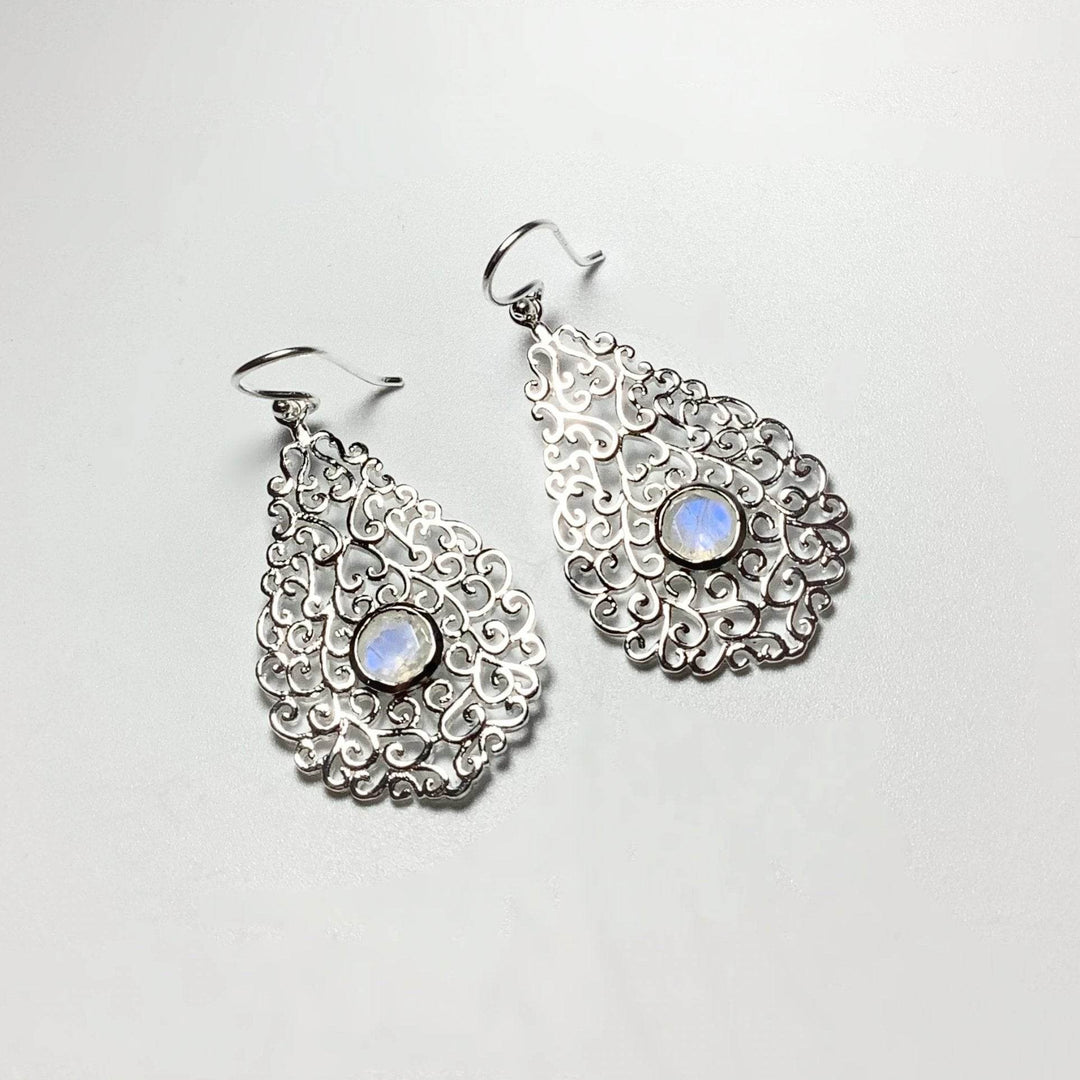 Rainbow Moonstone Dangle Earrings - Rocks and Gems Canada