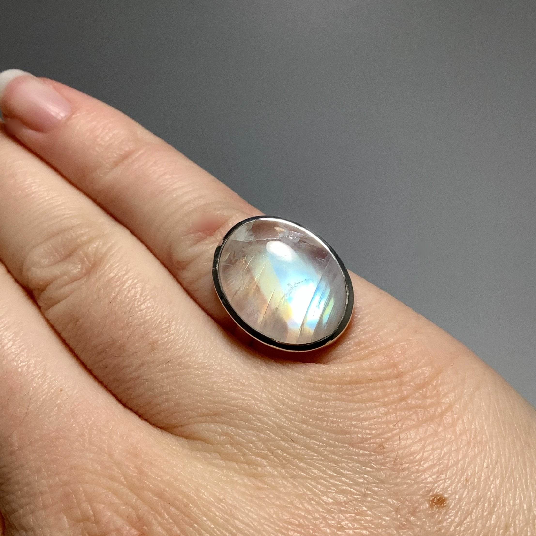 Rainbow Moonstone Ring - Size 7.25 - Rocks and Gems Canada