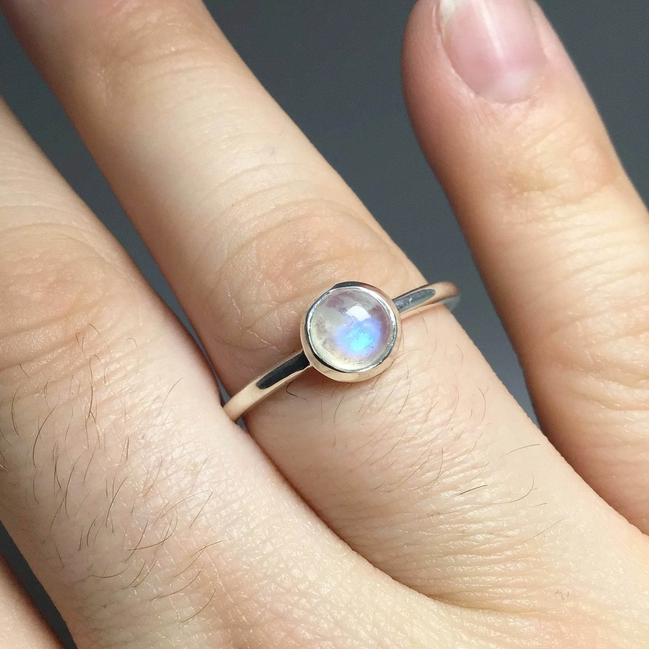 Rainbow Moonstone Ring - Rocks and Gems Canada