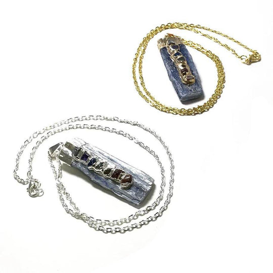 Kyanite with Chakra Gemstones Necklace - Rocks and Gems Canada