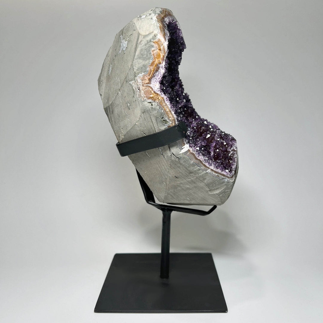 Large Amethyst Druze Cluster on Display Stand - Rocks and Gems Canada