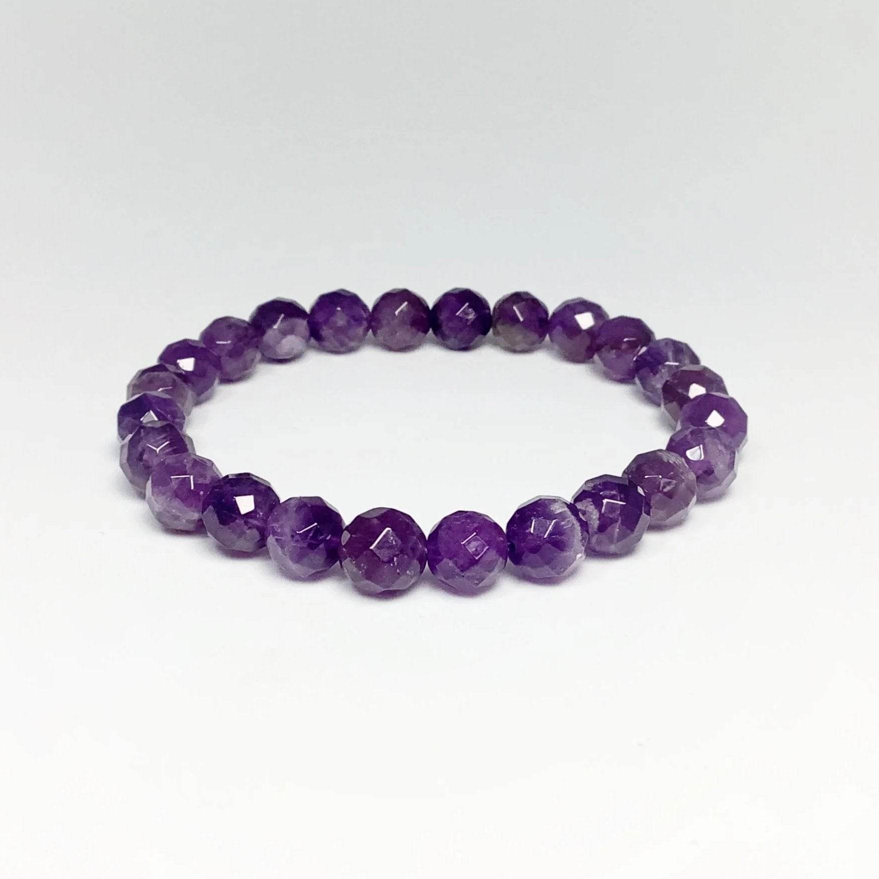 Amethyst Faceted Beaded Bracelet - Rocks and Gems Canada