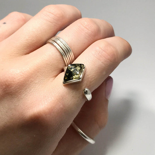 Green Amber Ring - Rocks and Gems Canada