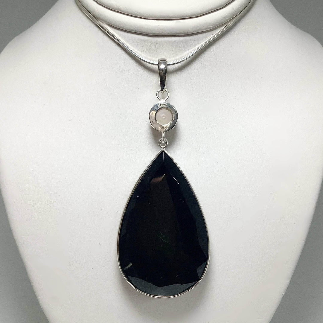 Faceted Black Onyx and Pearl Pendant - Rocks and Gems Canada