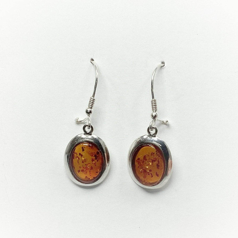 Cognac Amber Dangle Earrings - Rocks and Gems Canada