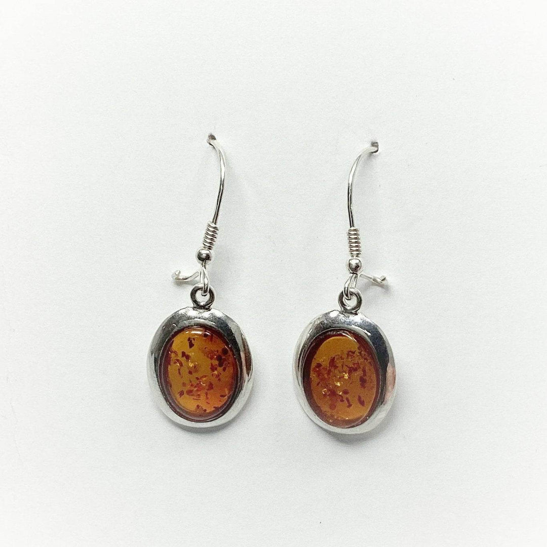 Cognac Amber Dangle Earrings - Rocks and Gems Canada