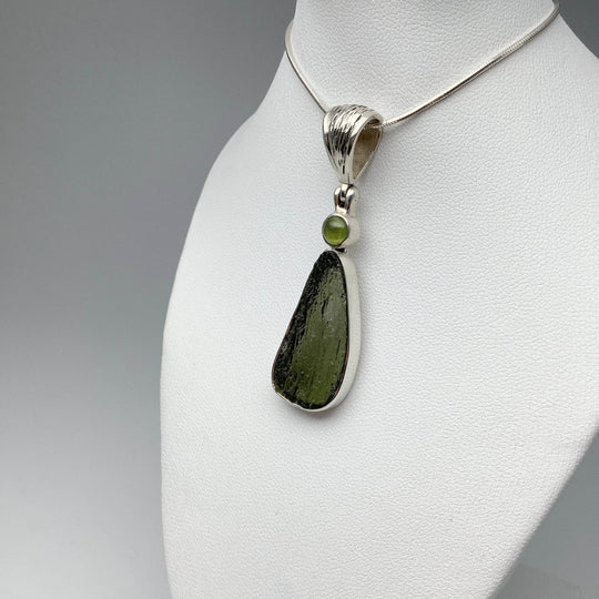 Moldavite and Peridot Pendant - Rocks and Gems Canada