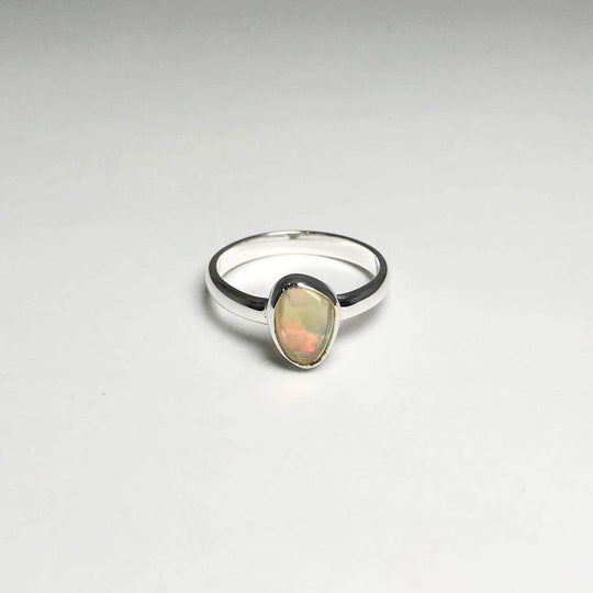 Freeform Faceted Ethiopian Fire Opal Ring - Rocks and Gems Canada