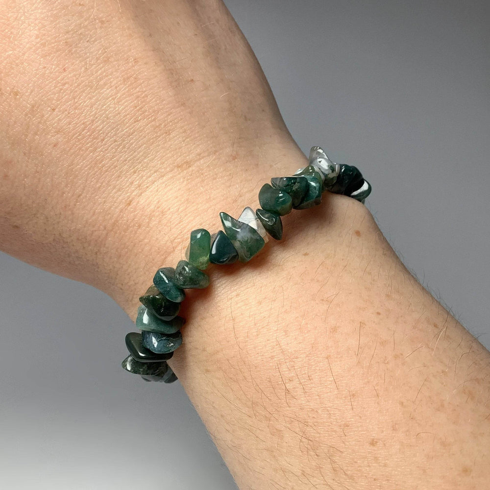 Moss Agate Chip Beaded Bracelet - Rocks and Gems Canada