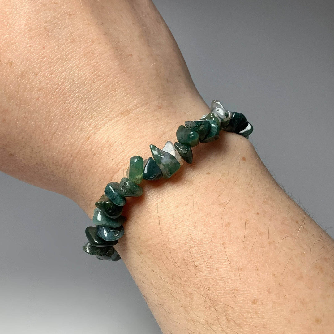 Moss Agate Chip Beaded Bracelet - Rocks and Gems Canada