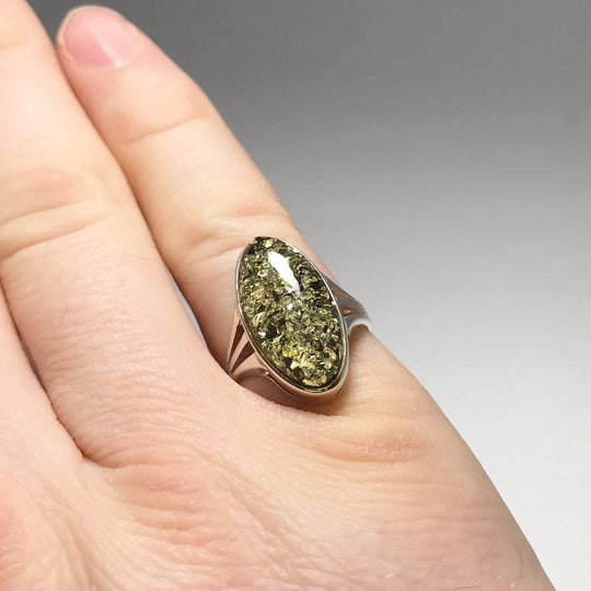 Green Amber Ring - Rocks and Gems Canada