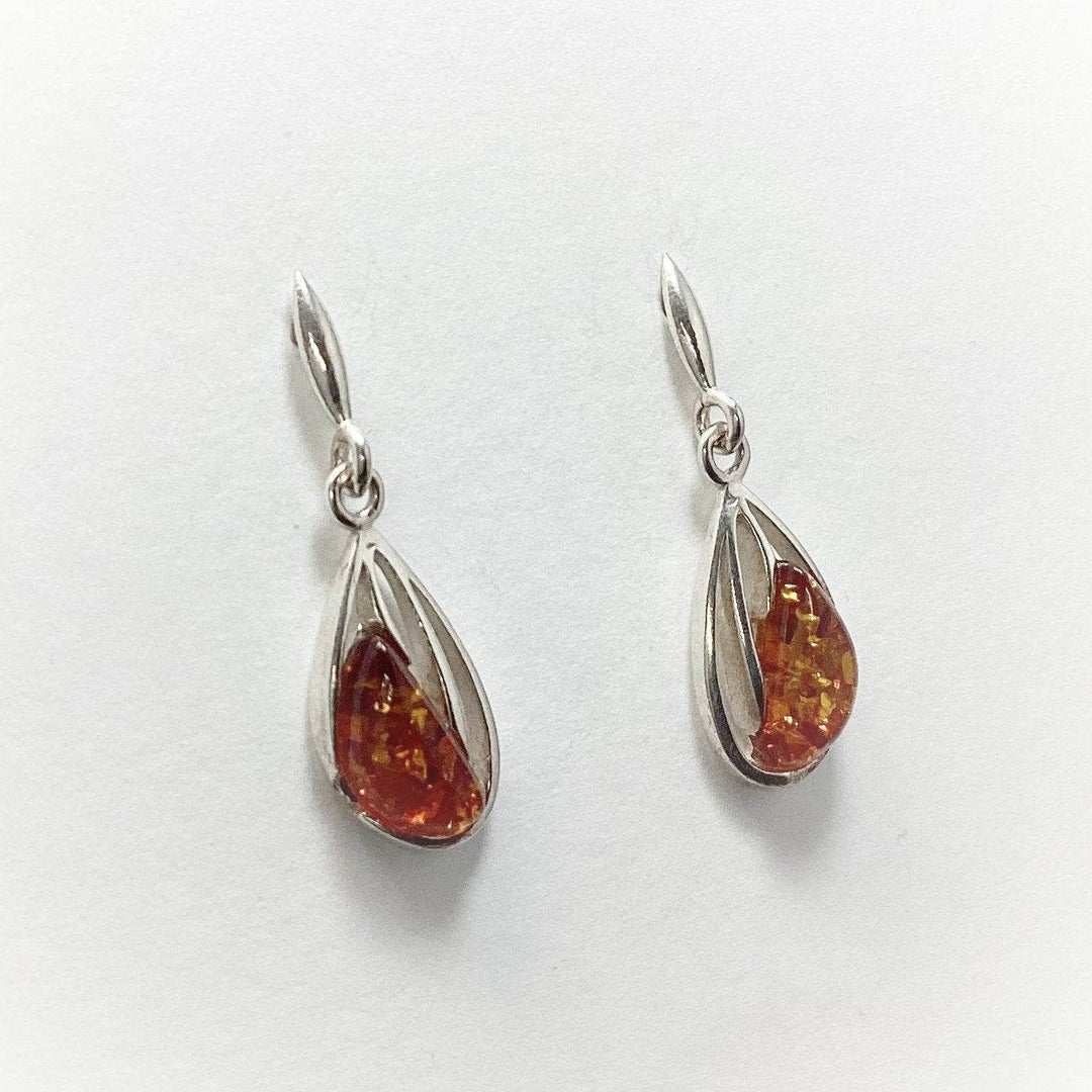 Cognac Amber Stud Earrings - Rocks and Gems Canada