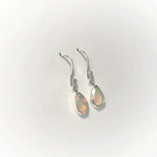 Ethiopian Fire Opal Freeform Faceted Dangle Earrings - Rocks and Gems Canada