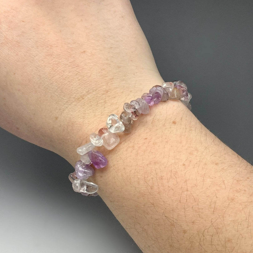 Mixed Purple Rutilated Quartz Chip Beaded Bracelet - Rocks and Gems Canada