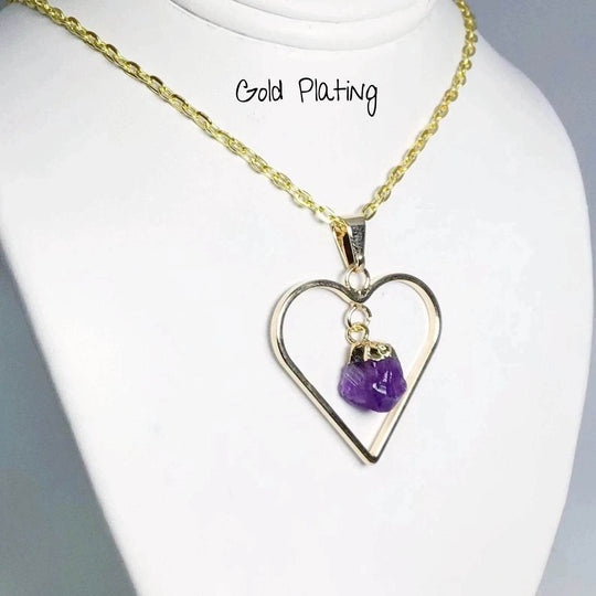 Heart Necklace with Amethyst - Rocks and Gems Canada