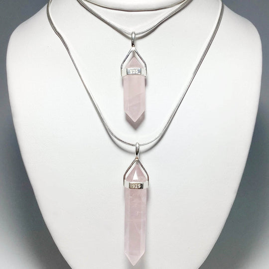 Rose Quartz Double Terminated Point Pendant - Rocks and Gems Canada