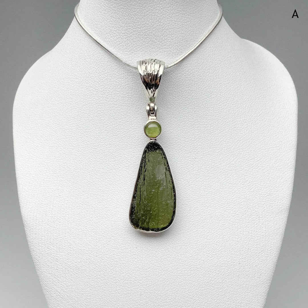 Moldavite and Peridot Pendant - Rocks and Gems Canada